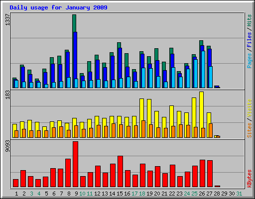 Daily usage for January 2009