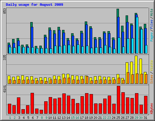 Daily usage for August 2009