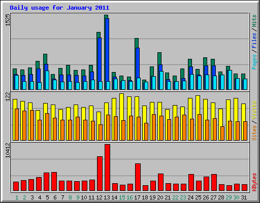 Daily usage for January 2011