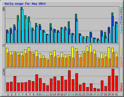 Daily usage for May 2013