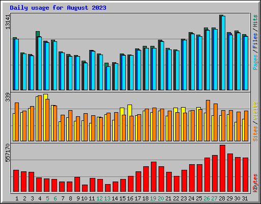 Daily usage for August 2023