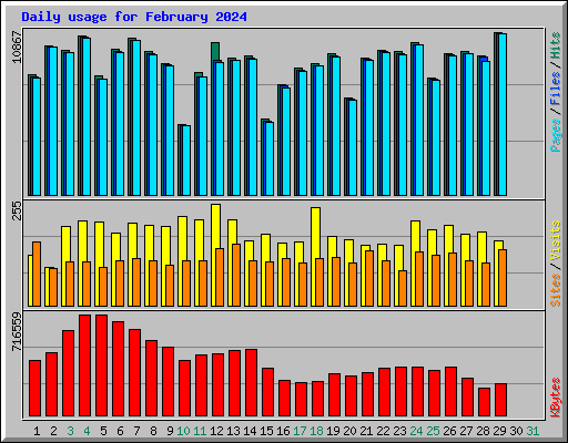 Daily usage for February 2024