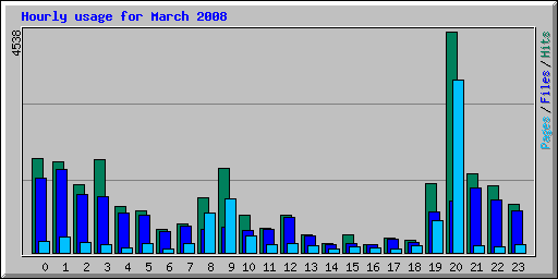 Hourly usage for March 2008