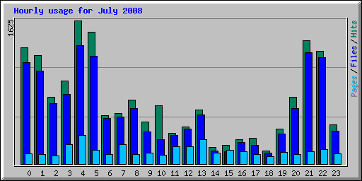 Hourly usage for July 2008