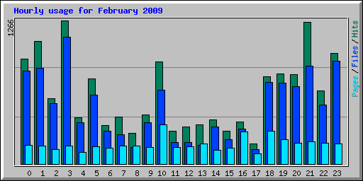 Hourly usage for February 2009