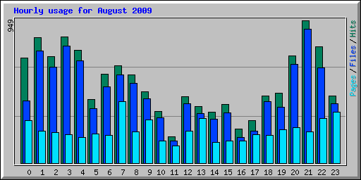 Hourly usage for August 2009