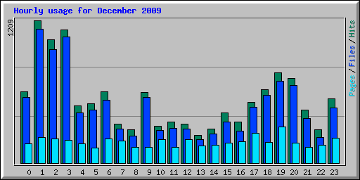 Hourly usage for December 2009