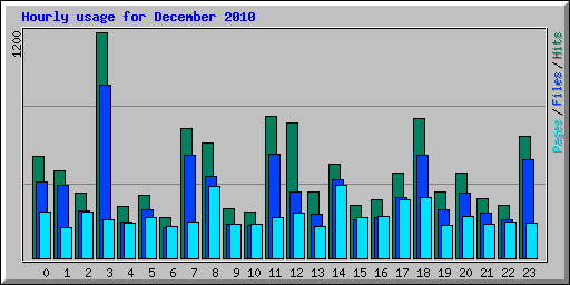 Hourly usage for December 2010
