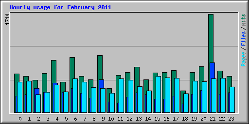 Hourly usage for February 2011